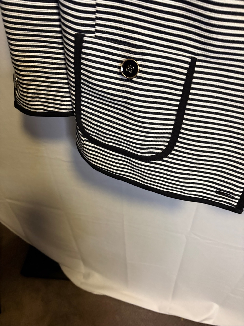 Talbots Black and White Striped Collarless Blazer - Picture 4 of 10